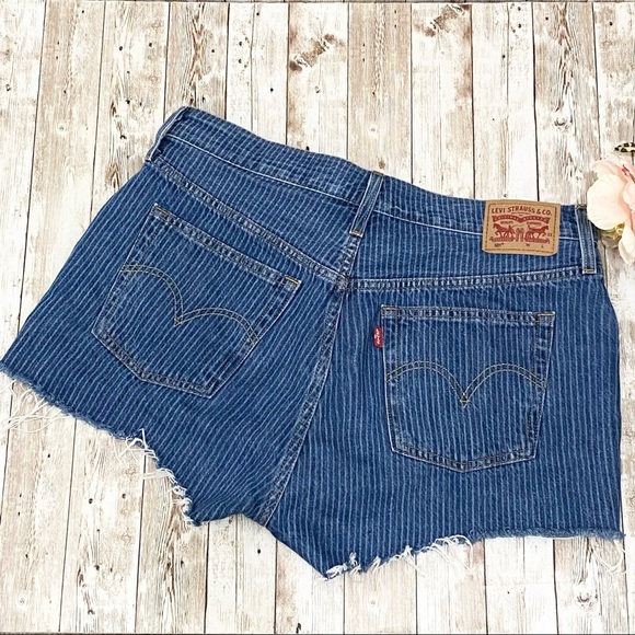 Levi’s 501 Vertical Stripes Cutoff Denim Shorts 31 - Picture 4 of 14